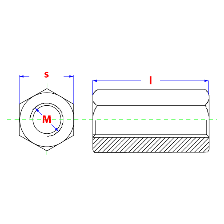 PGB Hoge Zeskantmoer DIN6334 |5| Zn M10 x30 100st. (SW17)