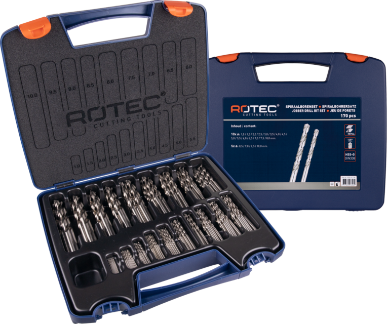 Rotec HSS-G Spiraalborenset SILVER-LINE, in ABS-koffer | 170-delig