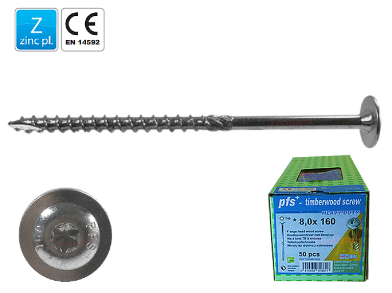 PFS+ Flenskopschroef Ø8x60mm - (K-22) - Torx 40 - Verzinkt - 50 st.