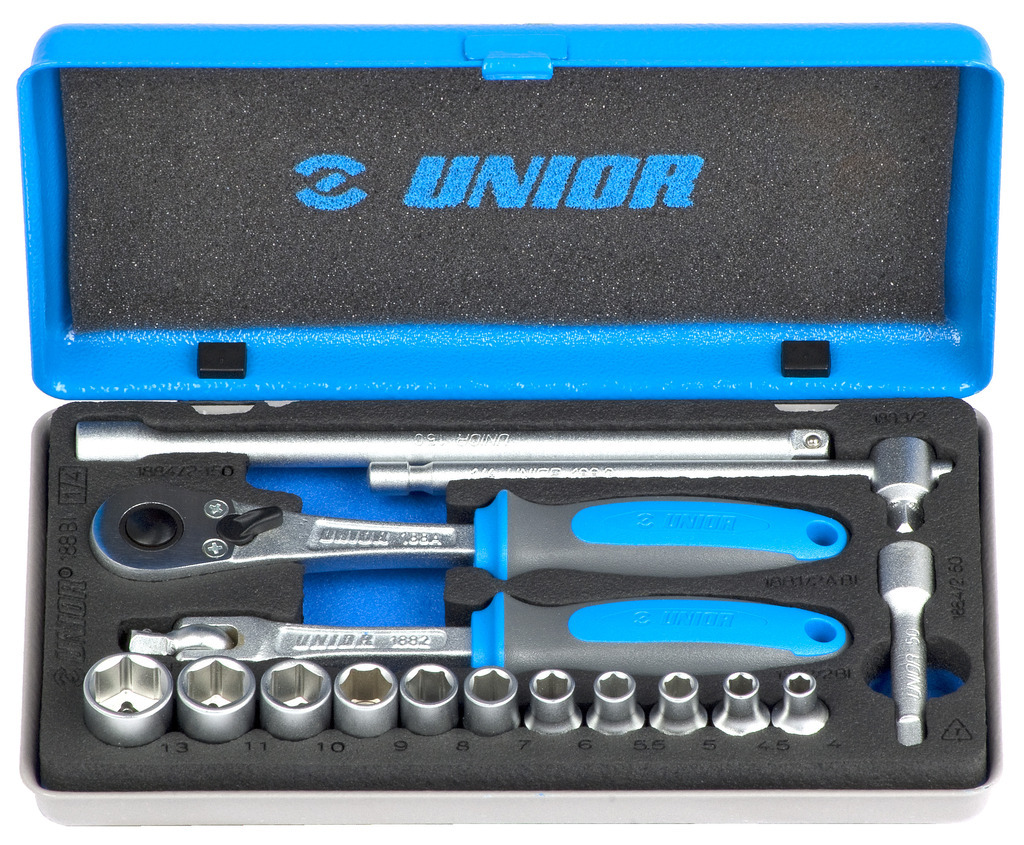 Unior Dopsleutelset 188BI - 1/4' in metalen cassette - 16 st. 