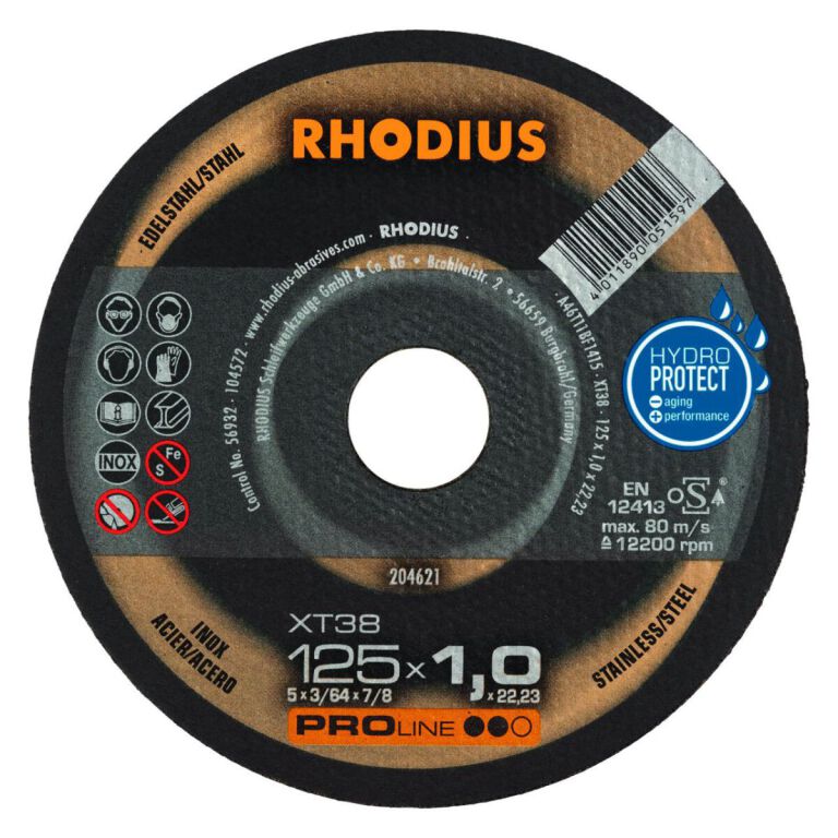 Rhodius 204621 PROline ll XT38 Doorslijpschijf - Extra dun - 125 x 22,23 x 1,0mm