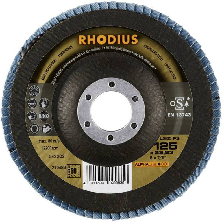 Rhodius 210483 Alphaline I LSZ F3 Lamellenslijpschijf - K60 - 125 x 22,23mm